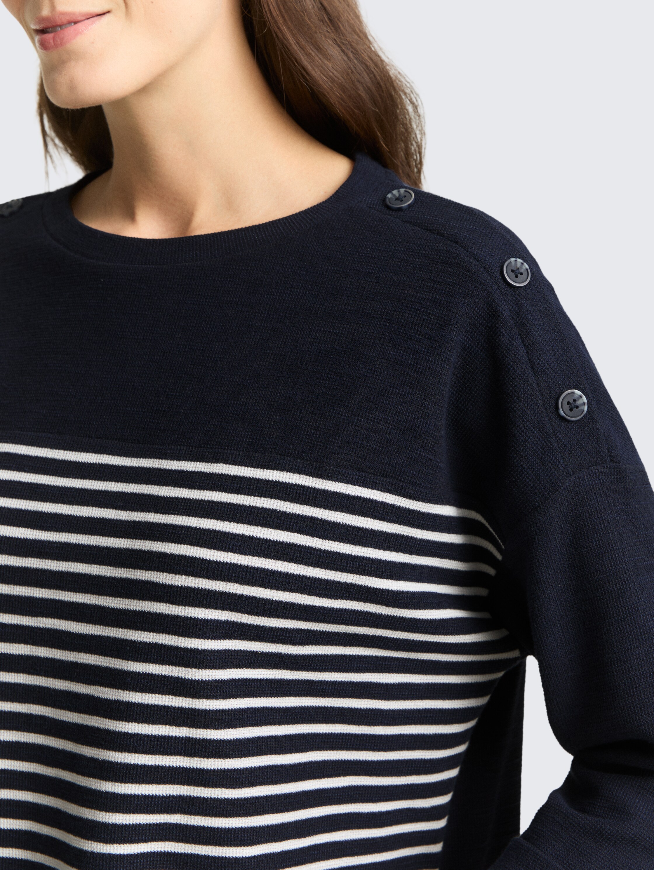 T-shirt à manches longues à rayures - navy blue offwhite stripe - Vue détaillée du modèle
