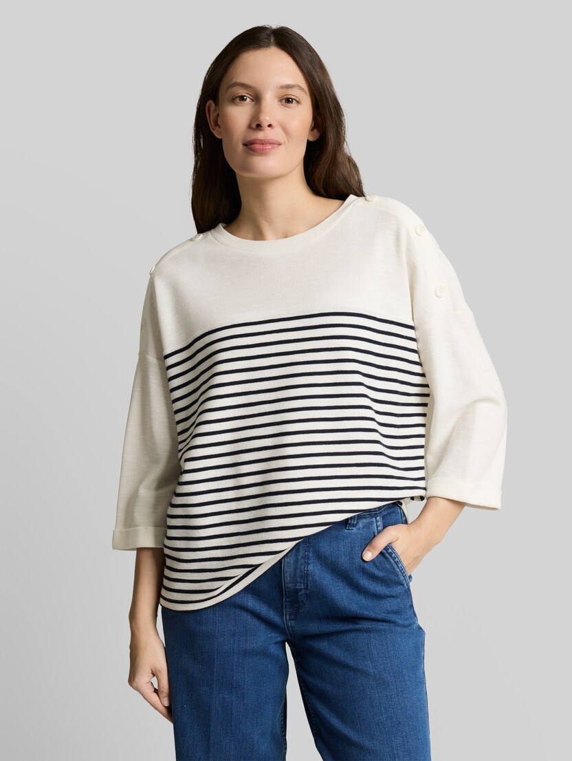Langarmshirt mit Streifenmuster von Women, offwhite navy blue stripe