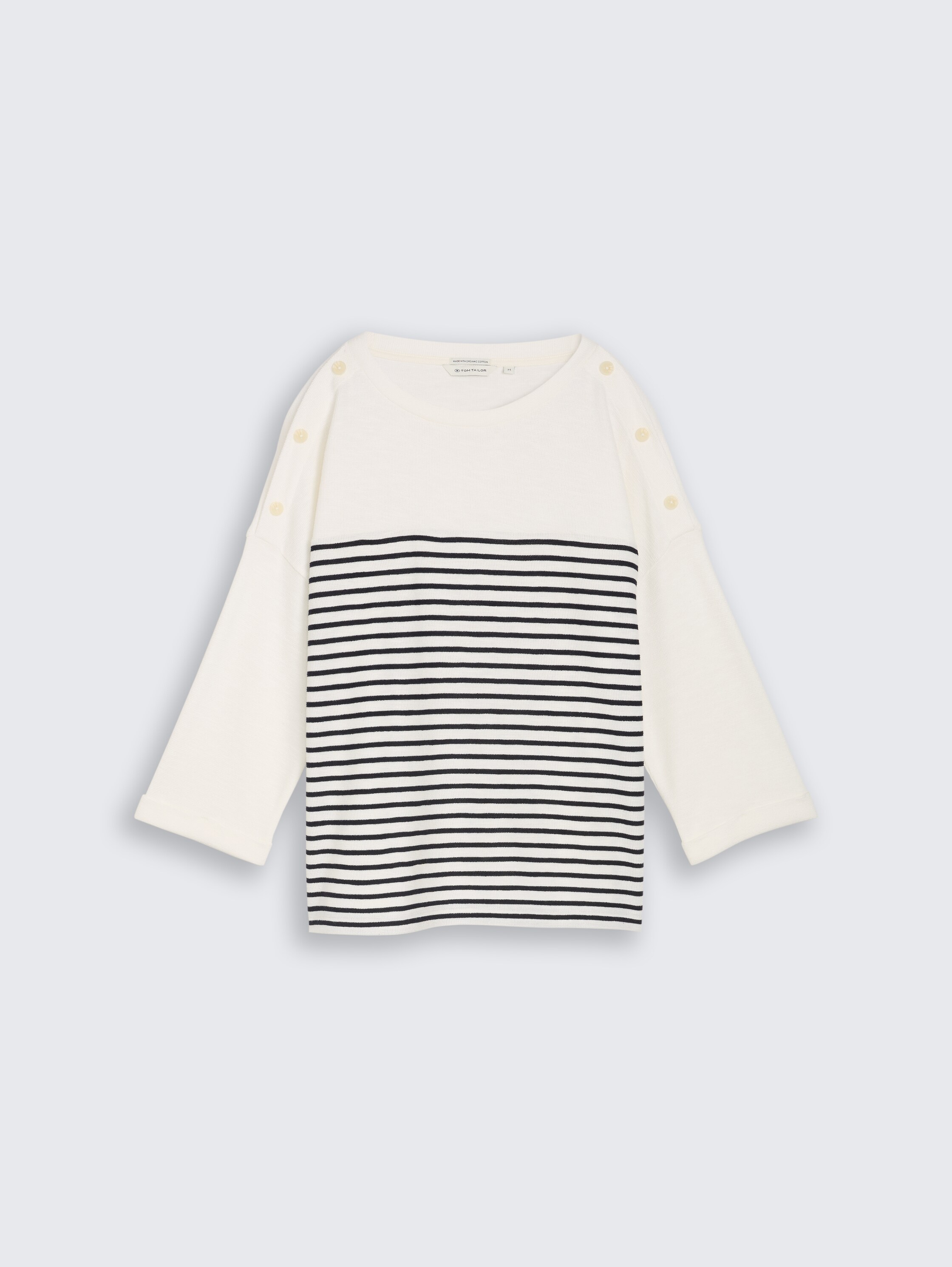 T-shirt à manches longues à rayures - offwhite navy blue stripe - Vue de face du produit
