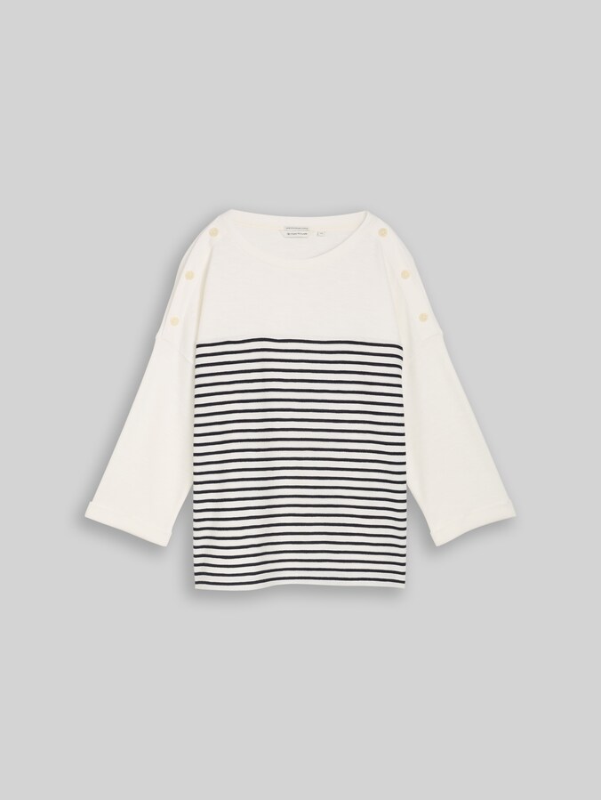 T-shirt à manches longues à rayures par Women, offwhite navy blue stripe