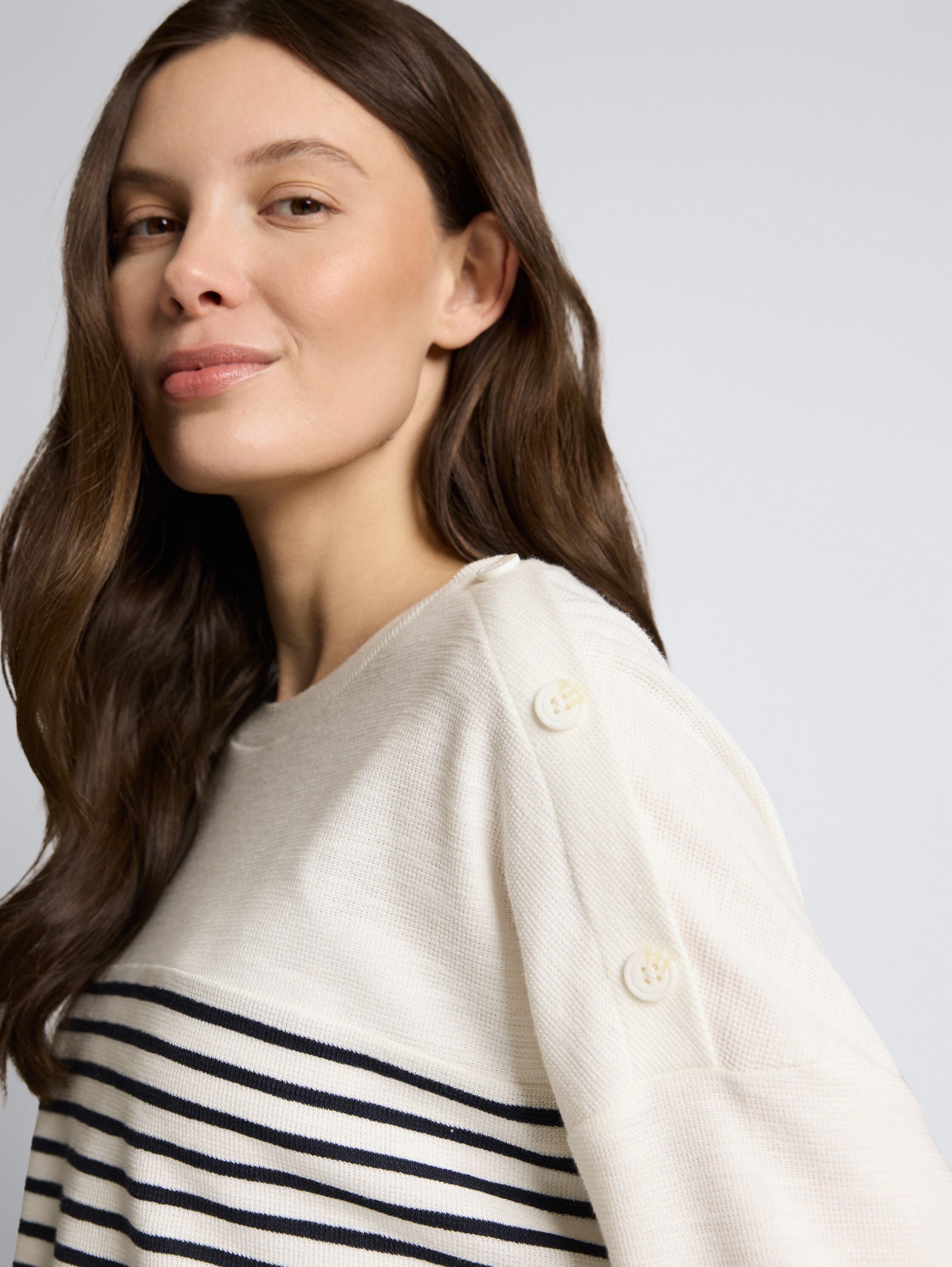 T-shirt à manches longues à rayures - offwhite navy blue stripe - Vue détaillée du modèle