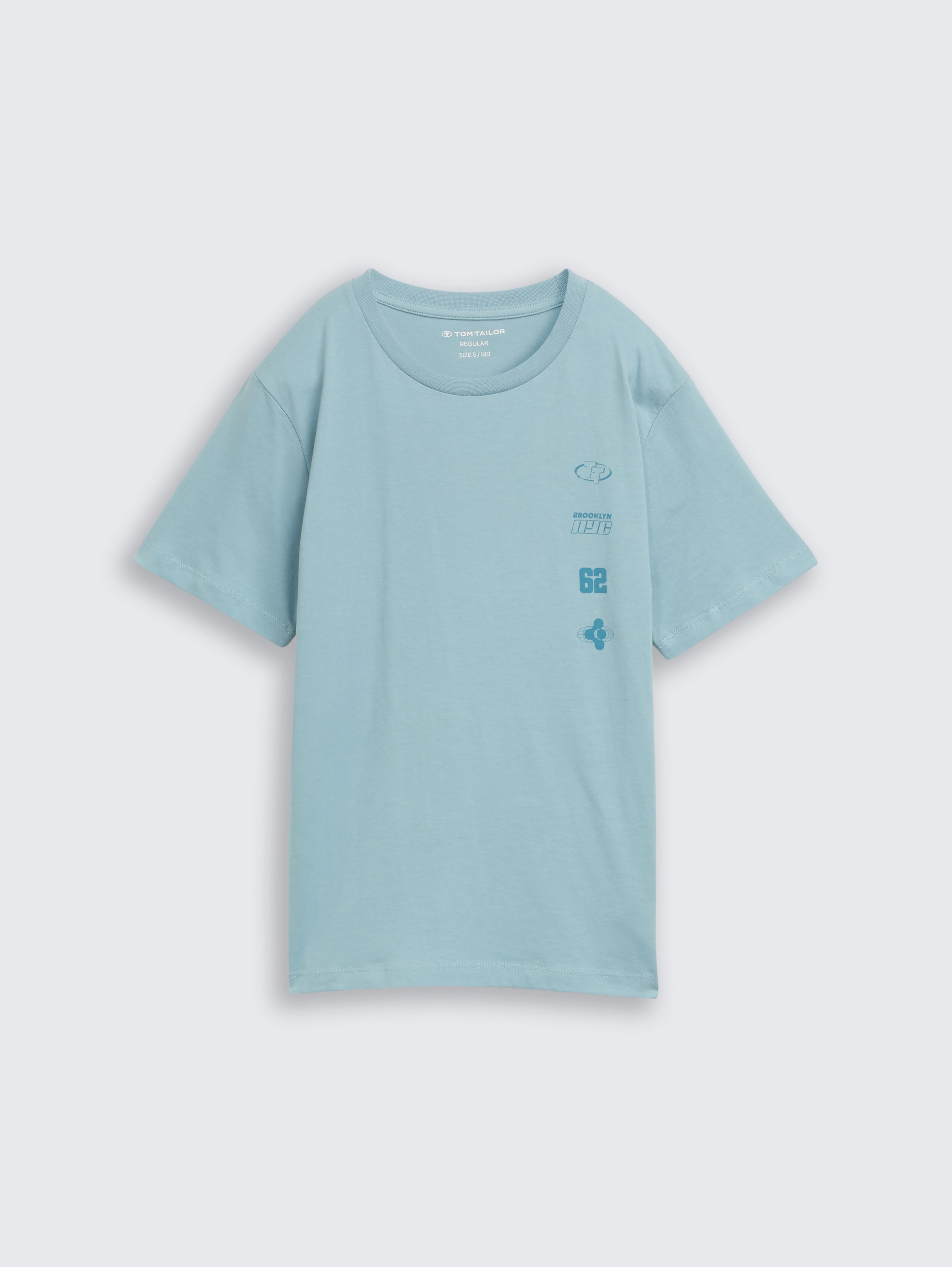 T-Shirt mit Print von Teen Boys, light teal