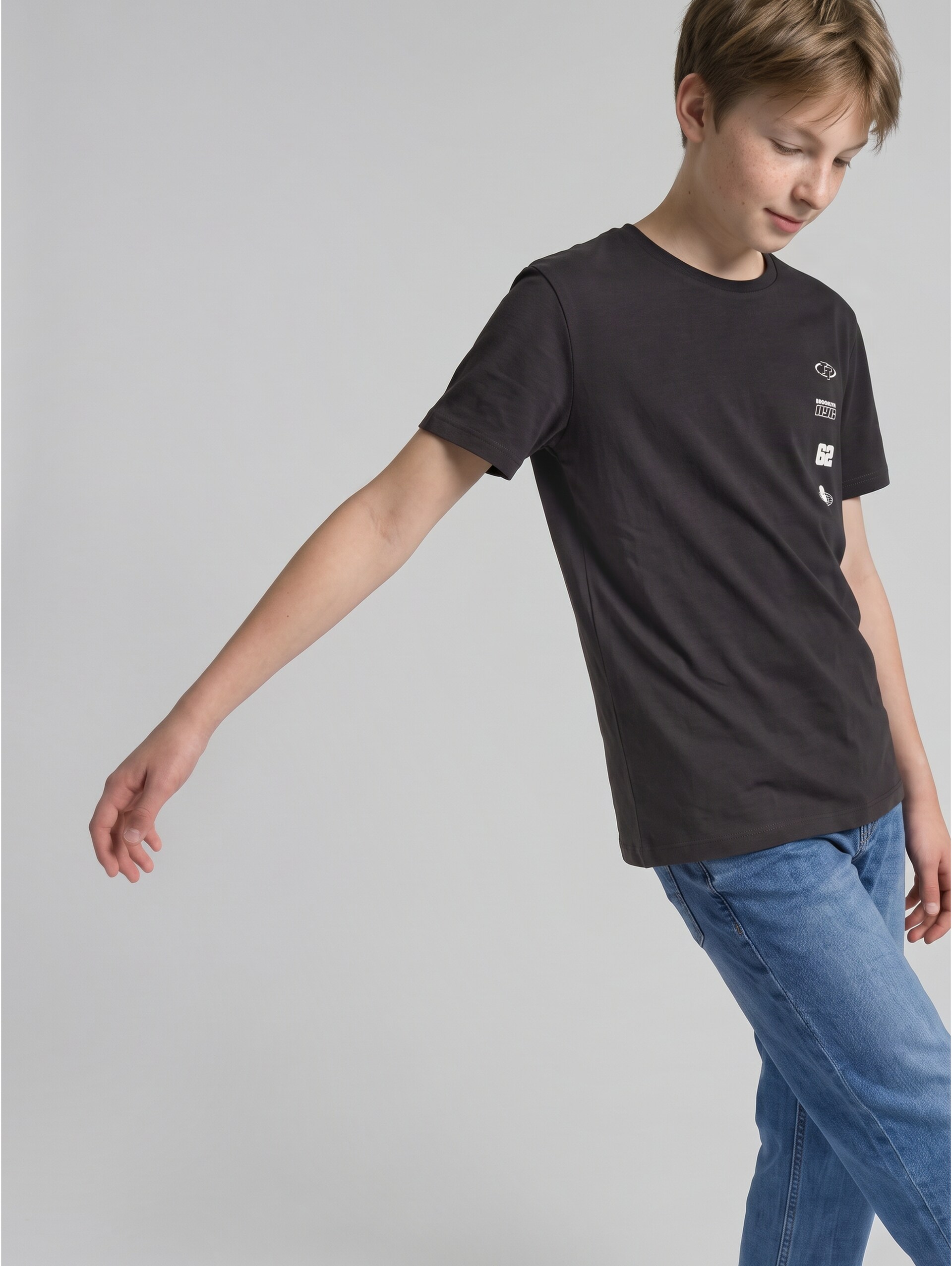 T-Shirt mit Print aus Baumwolle - coal grey
