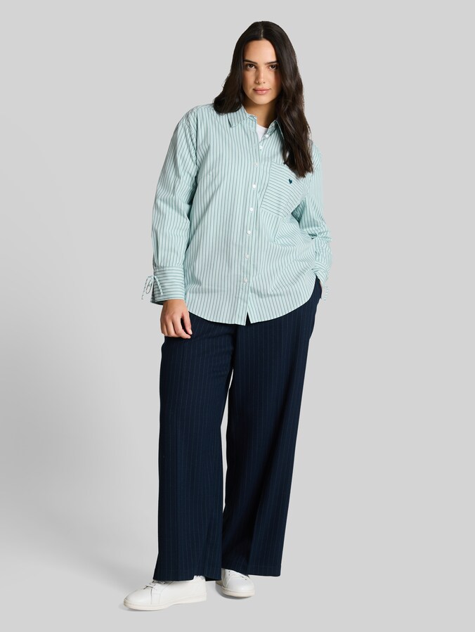 Plus Size - Chemise oversize avec broderie en forme de cœur par Women Plus Size, blue haze irregular stripe