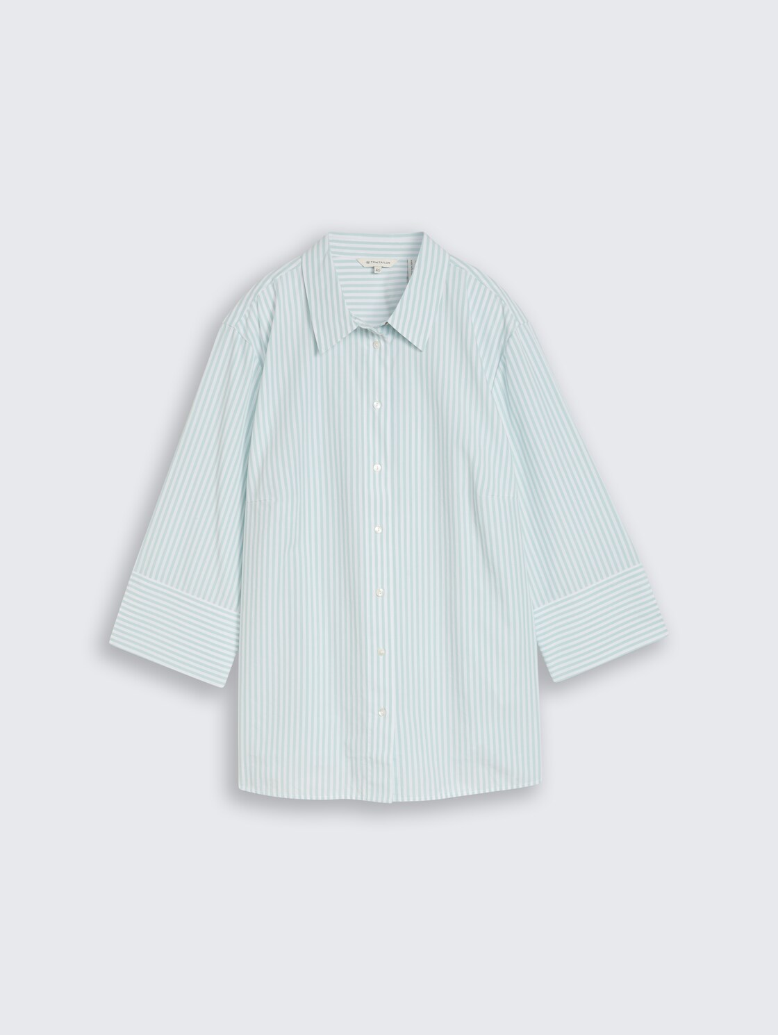 Plus Size - shirt blouse with striped pattern - blue haze white thin stripe - Front product view