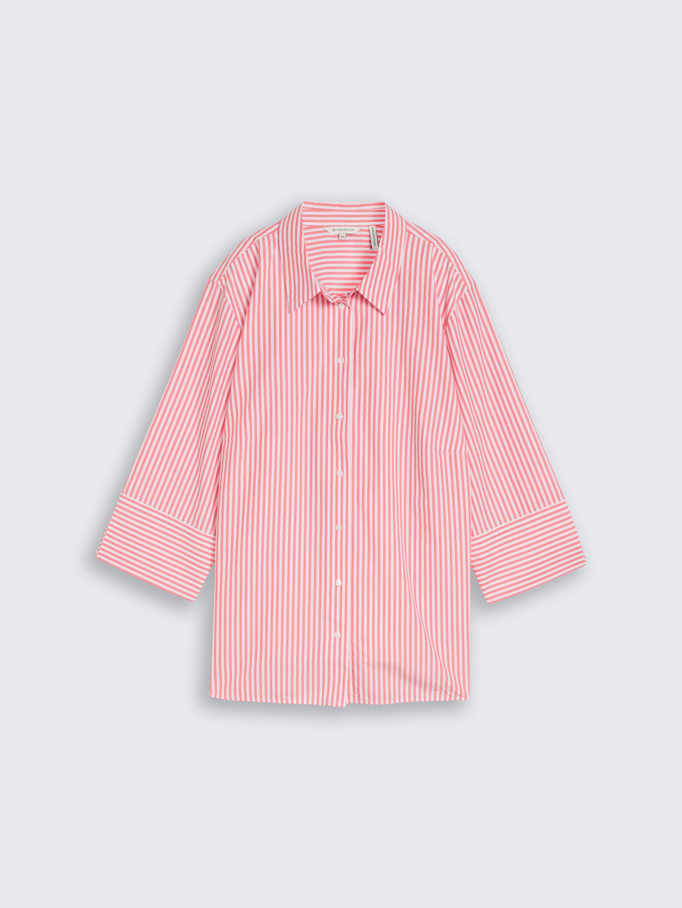 Plus Size - Hemdbluse mit Streifenmuster - soft coral white thin stripe - Vorder-Produkt-Ansicht