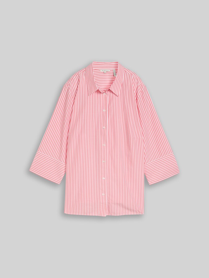 Plus Size - Hemdbluse mit Streifenmuster von Women Plus Size, soft coral white thin stripe
