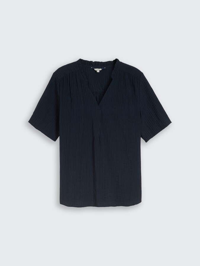 Plus Size - Crinkle Bluse mit V-Ausschnitt von Women Plus Size, sky captain blue