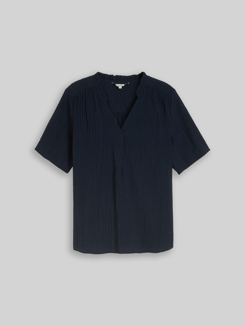 Plus Size - crinkle blouse with V-neck by Women Plus Size, sky captain blue