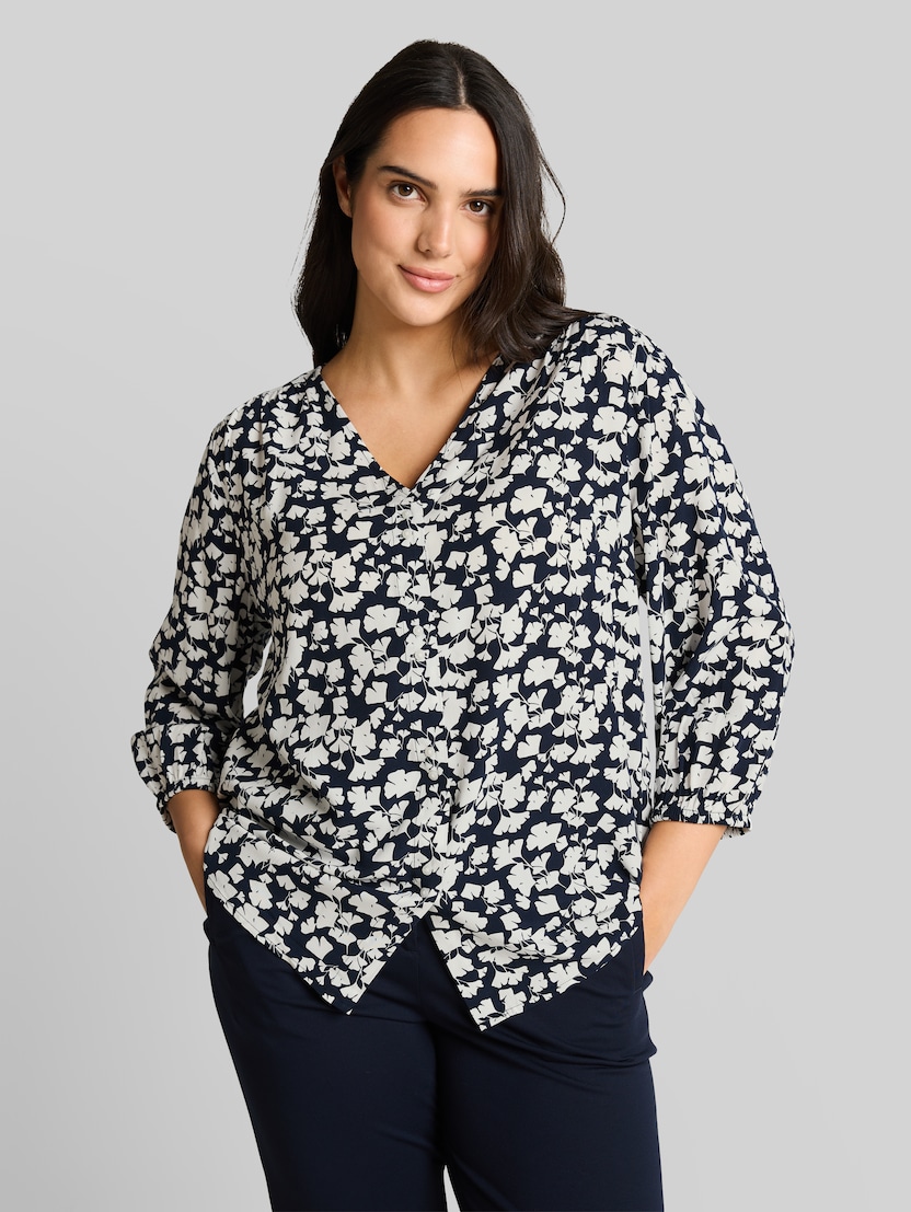 Plus Size - Viscose Blouse by Women Plus Size, blue ginkgo minimal