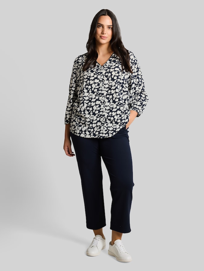 Plus Size - Blouse van viscose door Women Plus Size, blue ginkgo minimal