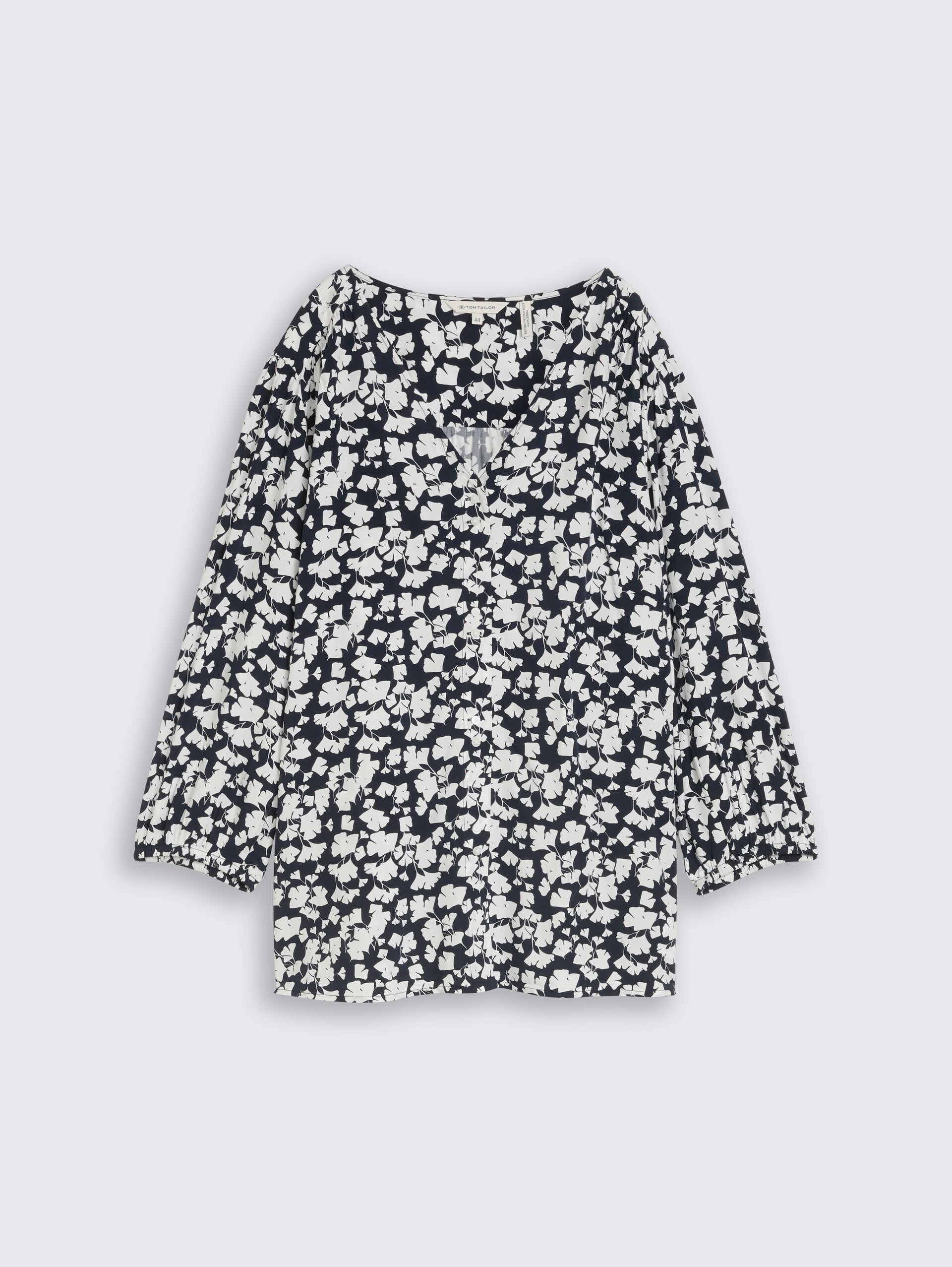 Plus Size - Bluse aus Viskose - blue ginkgo minimal - Vorder-Produkt-Ansicht