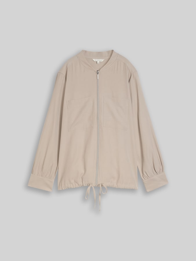 Plus Size - Loose Fit Bomberjacke mit Brusttaschen von Women Plus Size, soft taupe grey