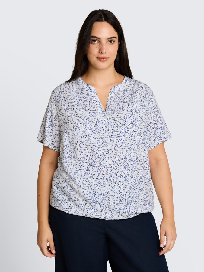 Plus Size - Bluse mit Muster von Women Plus Size, white small leaves design