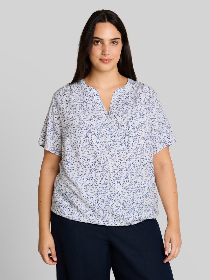 Plus Size - Bluse mit Muster von Women Plus Size, white small leaves design