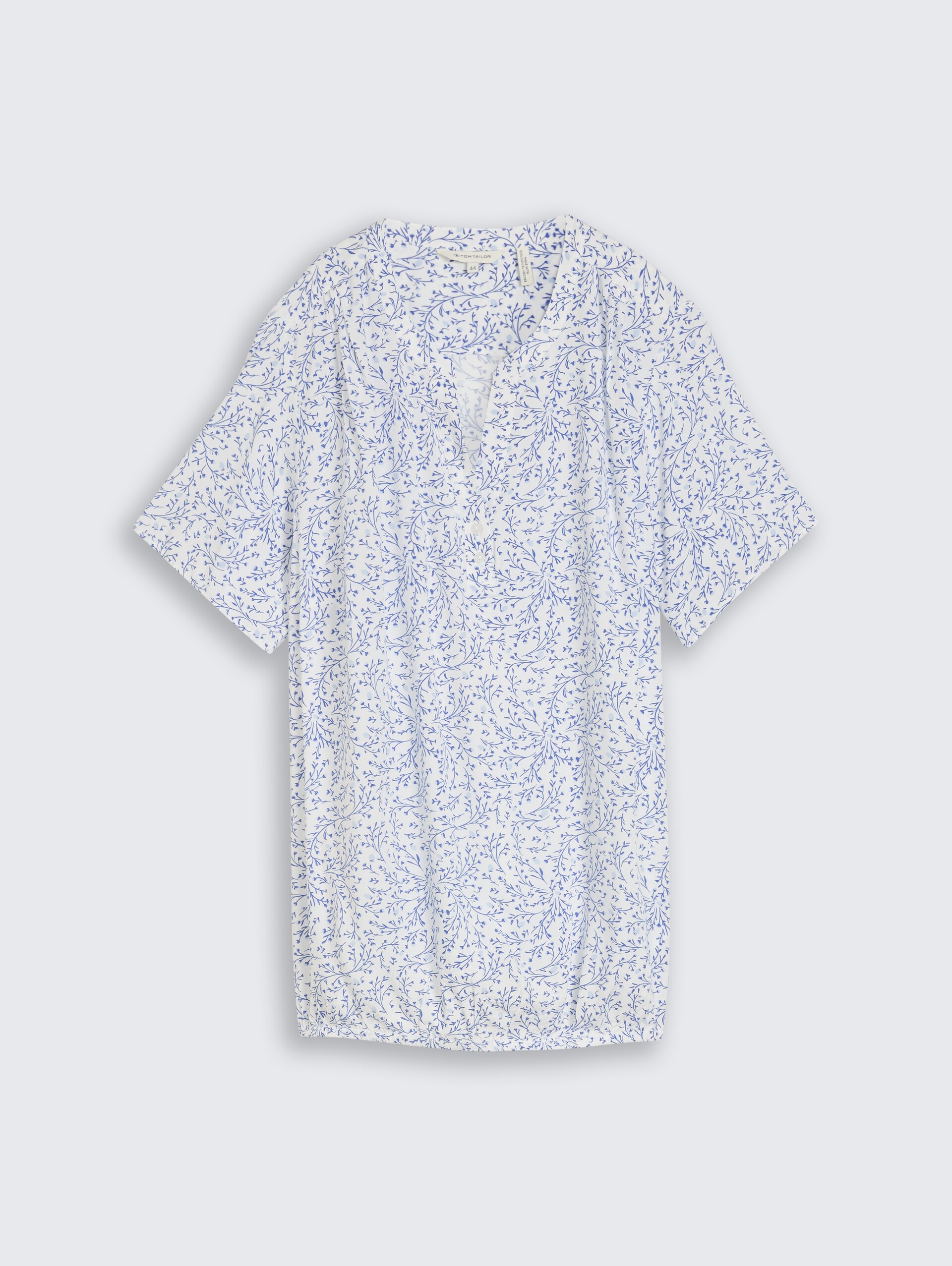 Plus Size - Bluse mit Muster - white small leaves design - Vorder-Produkt-Ansicht