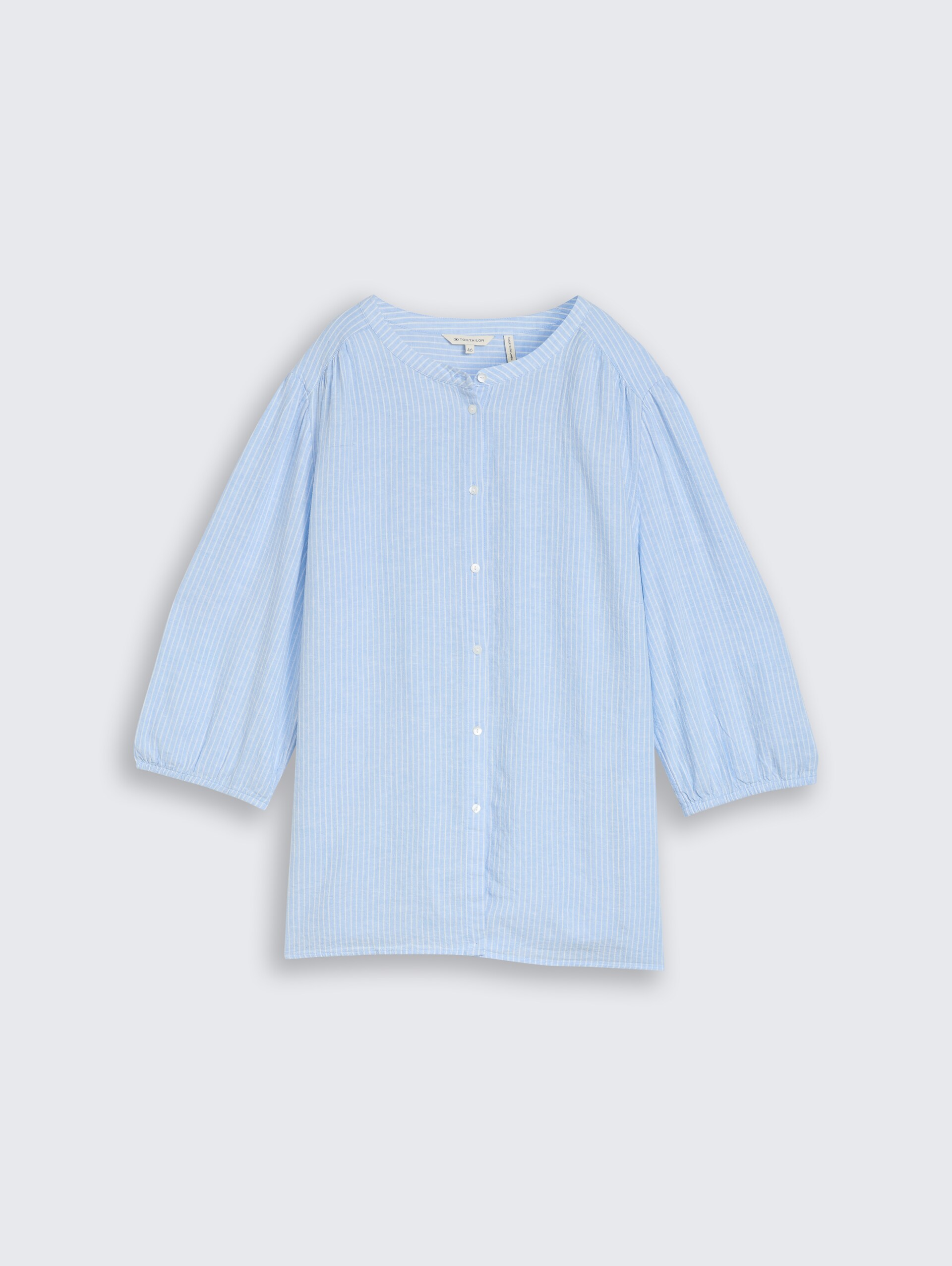 Plus Size - Bluse mit Leinenanteil - fjord blue irregular stripe - Vorder-Produkt-Ansicht