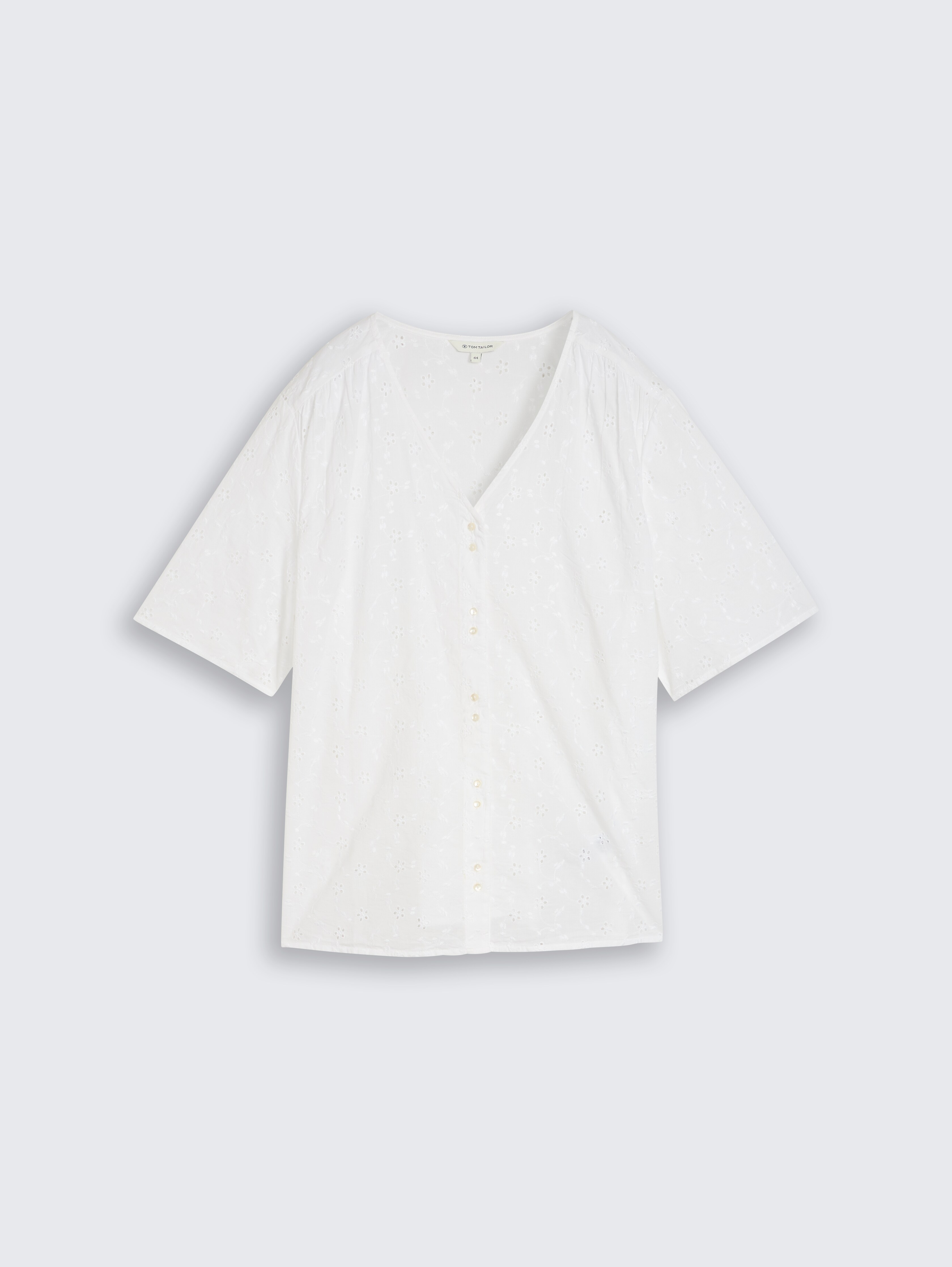 Plus Size - Blouse met opengewerkte borduursels door Women Plus Size, White