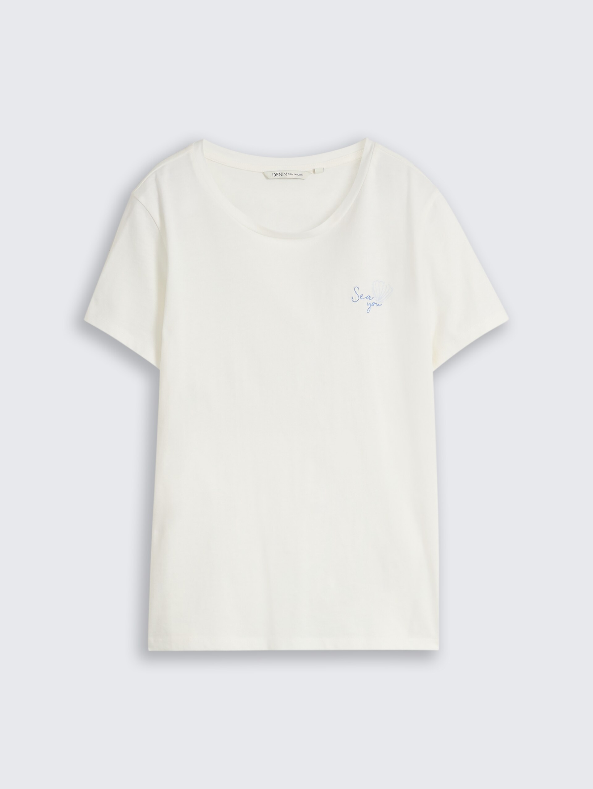 T-shirt met borduursel - off white - Product vooraanzicht
