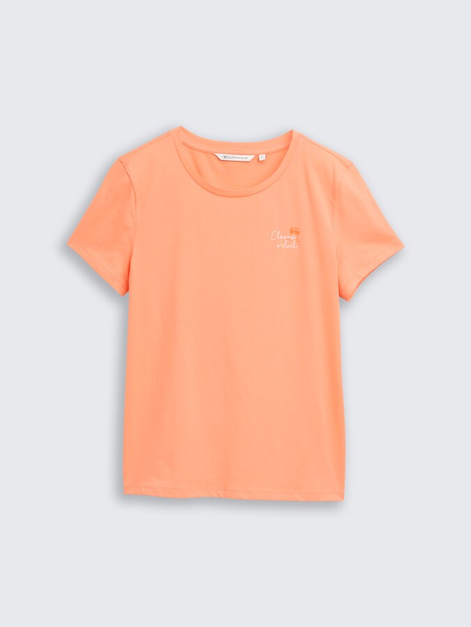T-Shirt mit Stickerei von Denim Female, bright coral