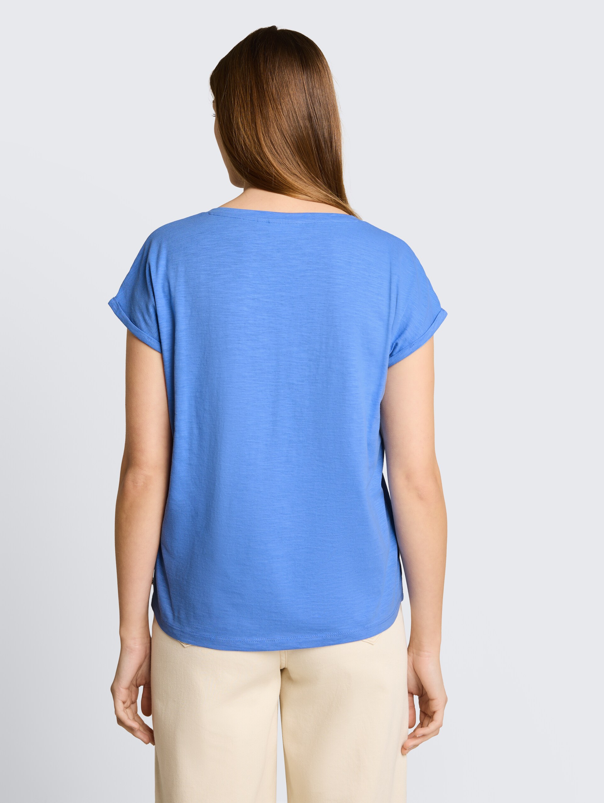 T-shirt van katoen - Bonnet Blue - Neklijn model-achteraanzicht