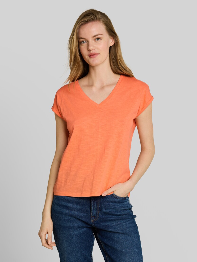 T-Shirt aus Baumwolle von Denim Female, bright coral