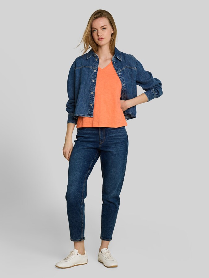 T-Shirt aus Baumwolle von Denim Female, bright coral