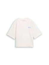 Geselecteerd, T-shirt met boxy pasvorm en print op de rug door Tom Tailor, wit