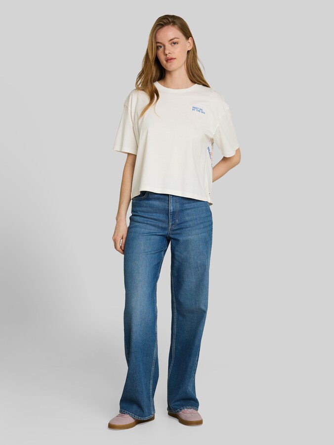 Boxy Fit T-Shirt mit Rückenprint von Denim Female, off white