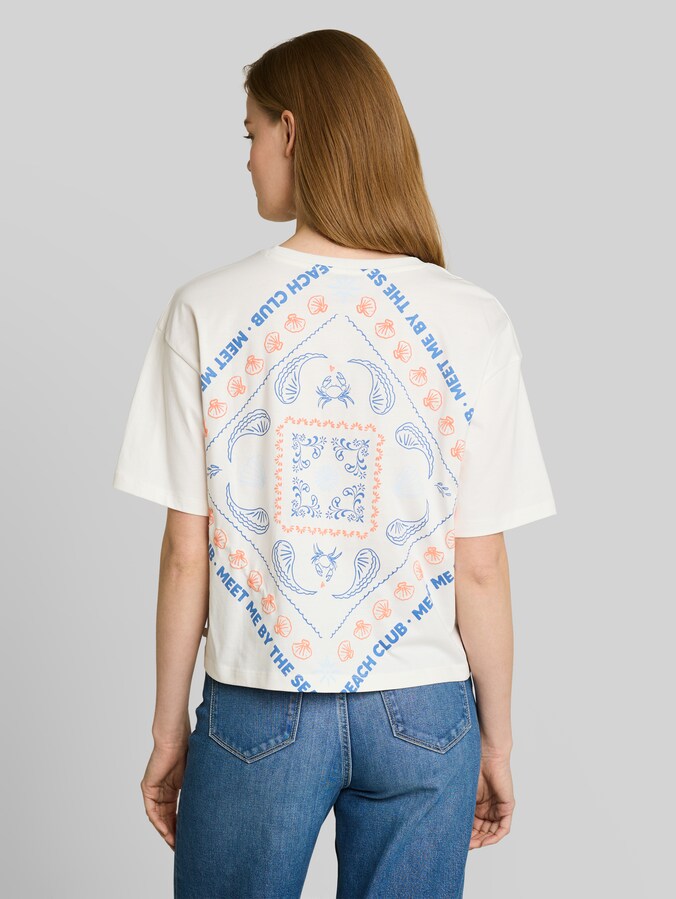 T-shirt coupe carrée avec imprimé dans le dos par Denim Female, off white