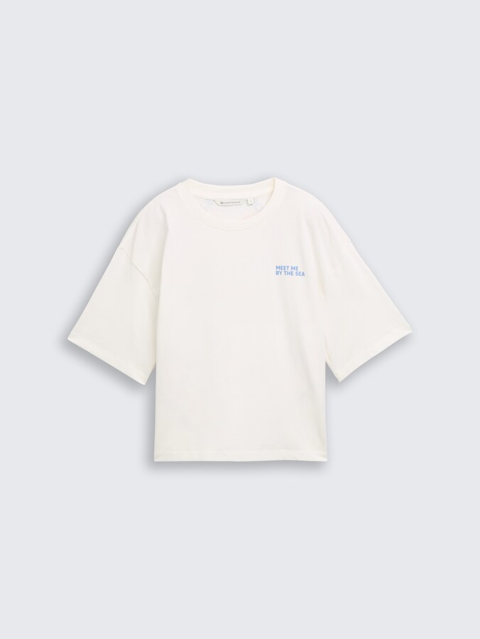 Boxy Fit T-Shirt mit Rückenprint von Denim Female, off white