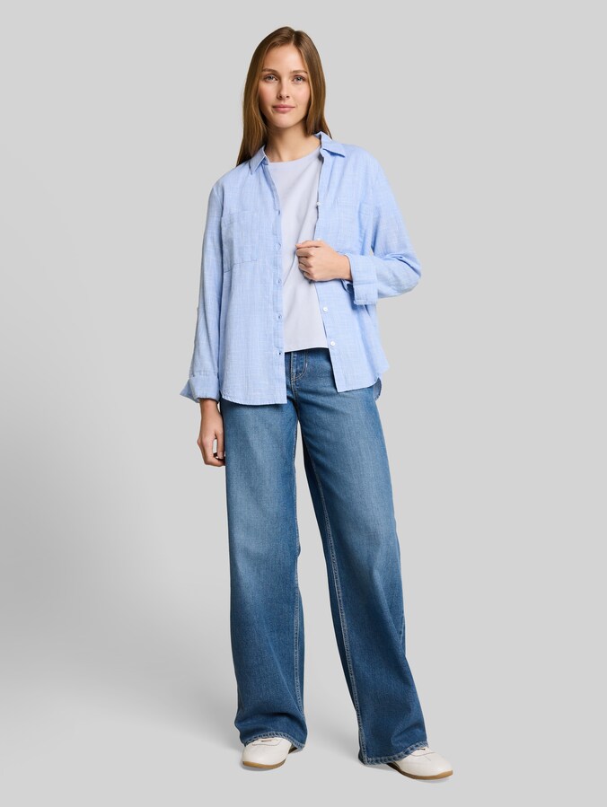 Boxy Fit T-Shirt mit Rückenprint von Denim Female, mountain sky blue