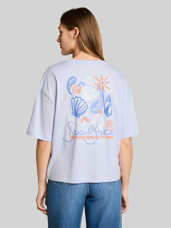 T-shirt coupe carrée avec imprimé dans le dos par Denim Female, mountain sky blue
