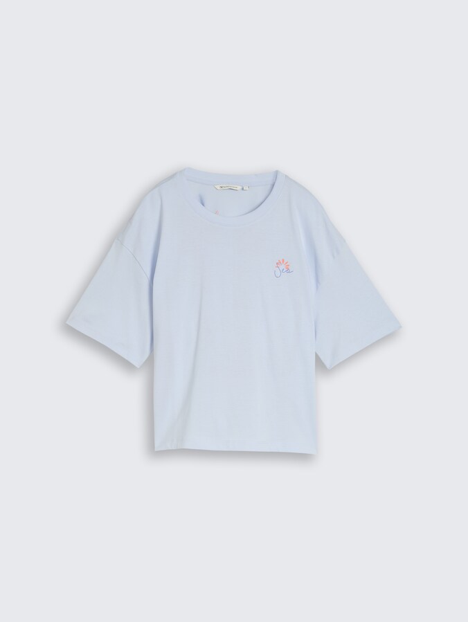 Boxy Fit T-Shirt mit Rückenprint von Denim Female, mountain sky blue