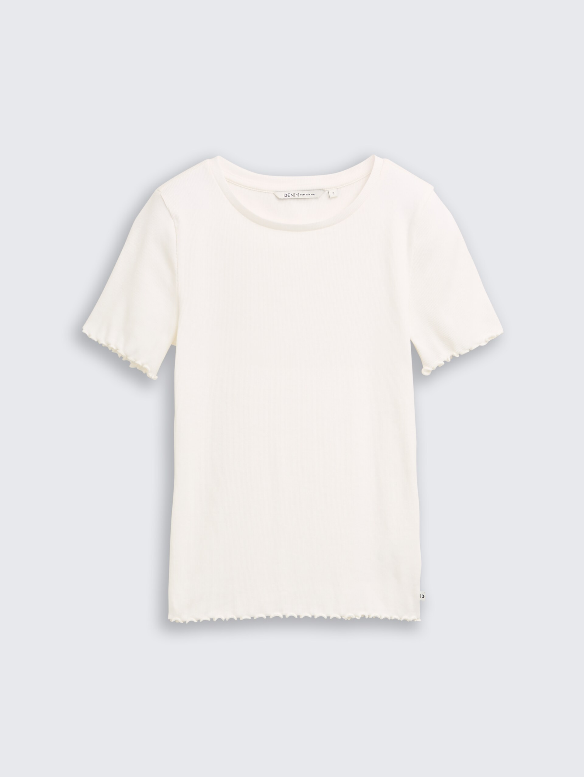 Slim fit T-shirt met ribbelstructuur - off white - Product vooraanzicht
