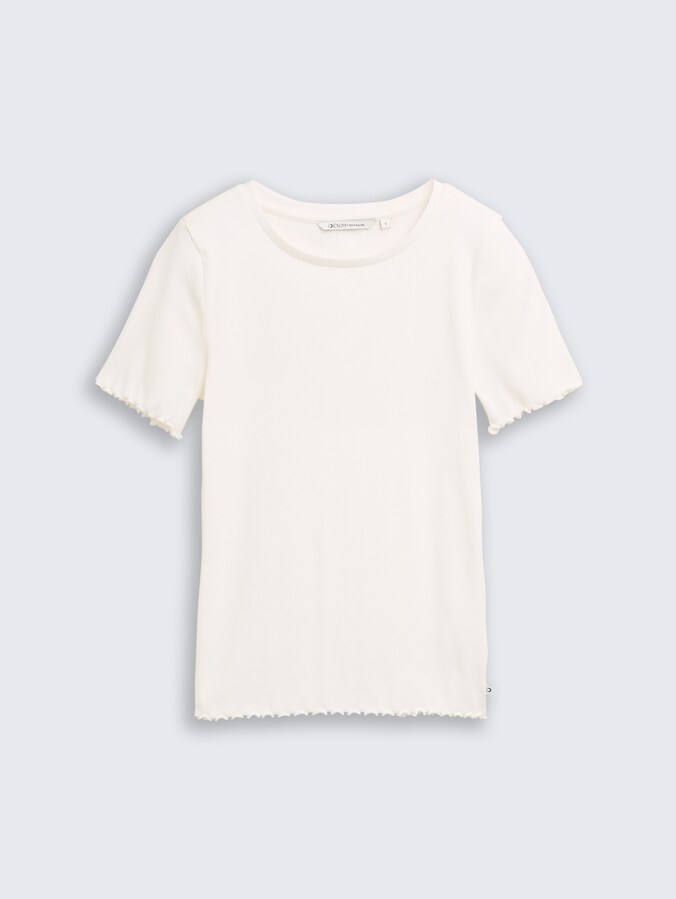T-shirt slim fit à structure côtelée par Denim Female, off white