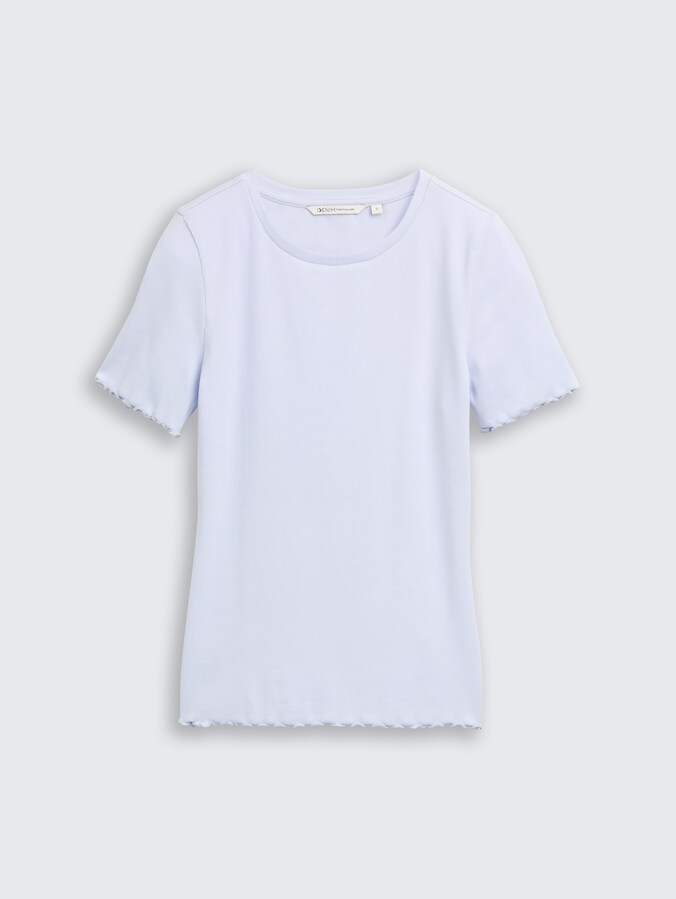 Slim Fit T-Shirt mit Rippstruktur von Denim Female, mountain sky blue