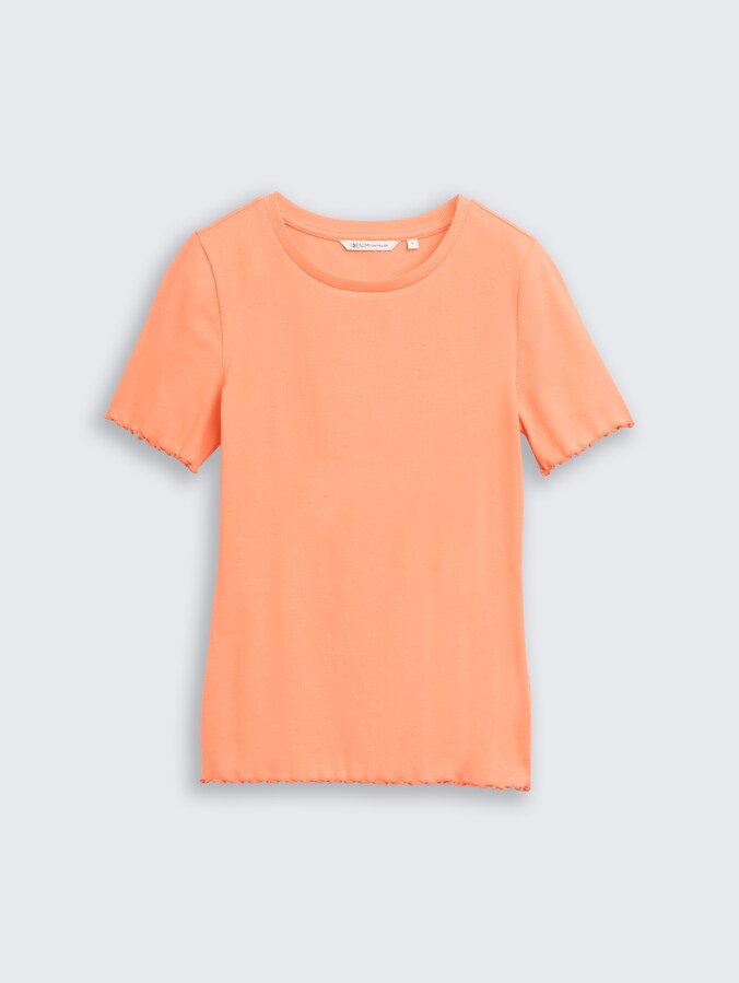 T-shirt slim fit à structure côtelée par Denim Female, bright coral