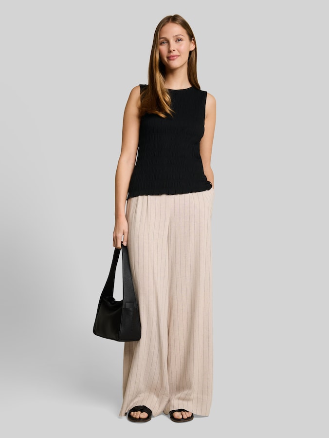 Smocked top with stretch by Denim Female, deep black