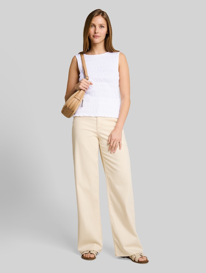 Smocked top with stretch by Denim Female, White
