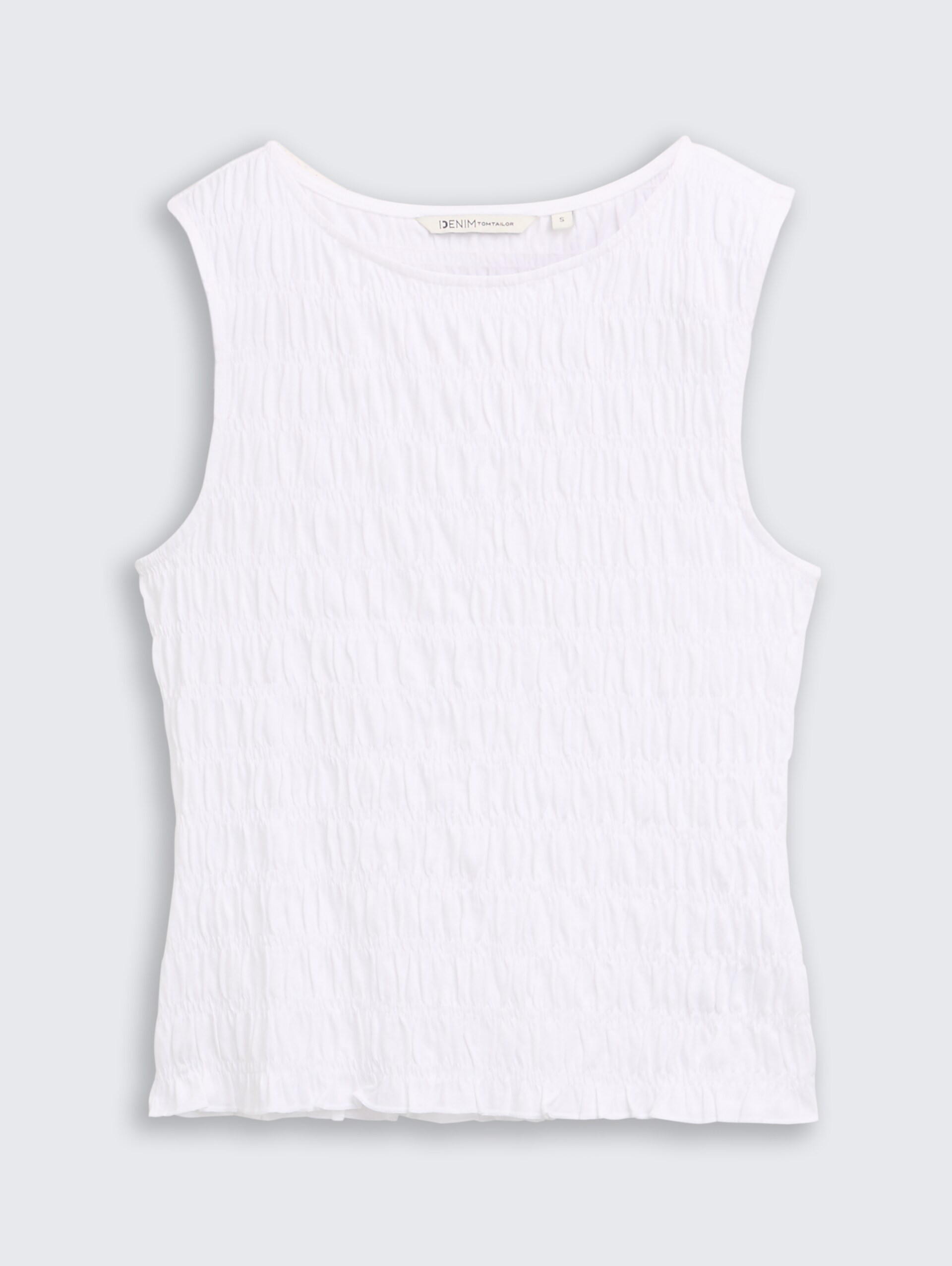 Gesmokte top met stretch - White - Product vooraanzicht