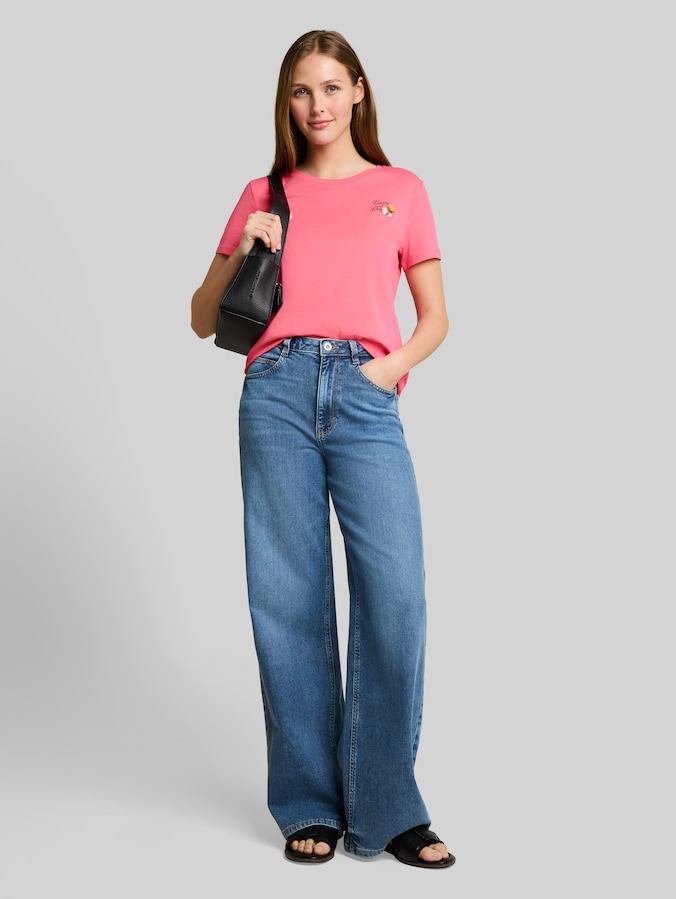 T-Shirt mit Print von Denim Female, soft bright pink