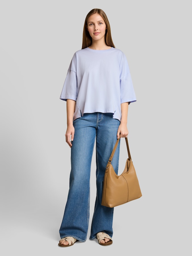 Boxy Fit T-Shirt aus Baumwolle von Denim Female, mountain sky blue