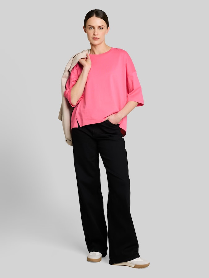 Boxy Fit T-Shirt aus Baumwolle von Denim Female, soft bright pink