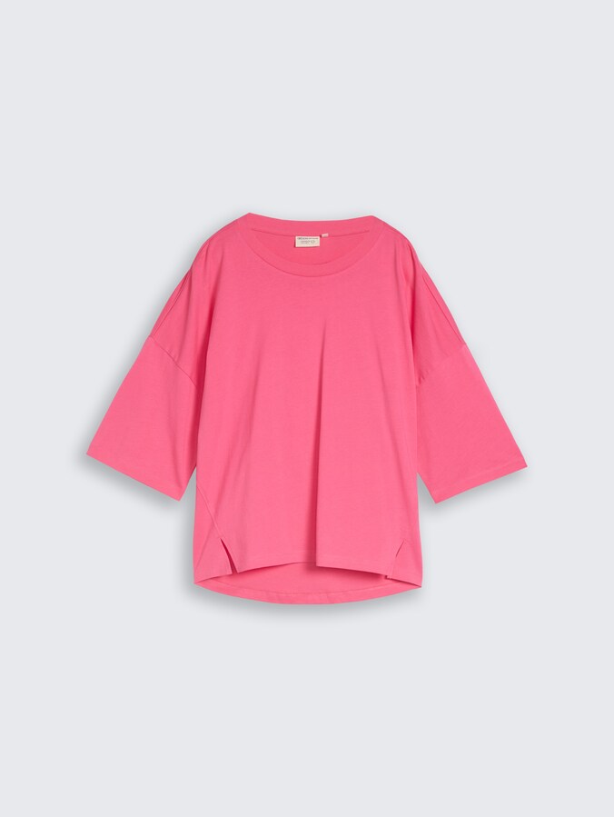 Boxy Fit T-Shirt aus Baumwolle von Denim Female, soft bright pink