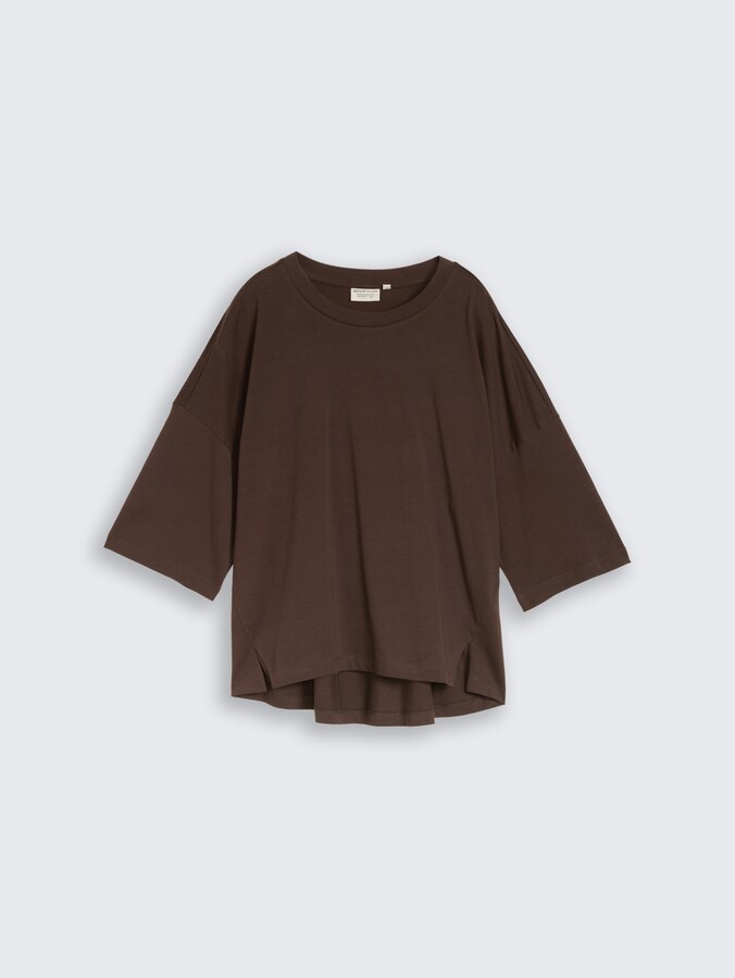 Boxy Fit T-shirt van katoen door Denim Female, cool dark brown