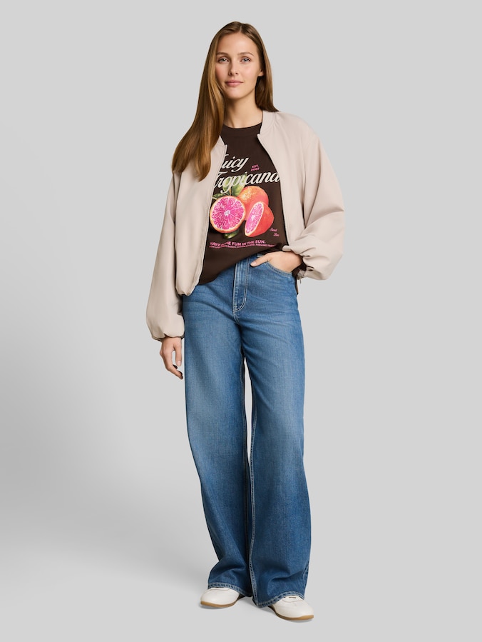Boxy Fit T-Shirt mit Print von Denim Female, cool dark brown