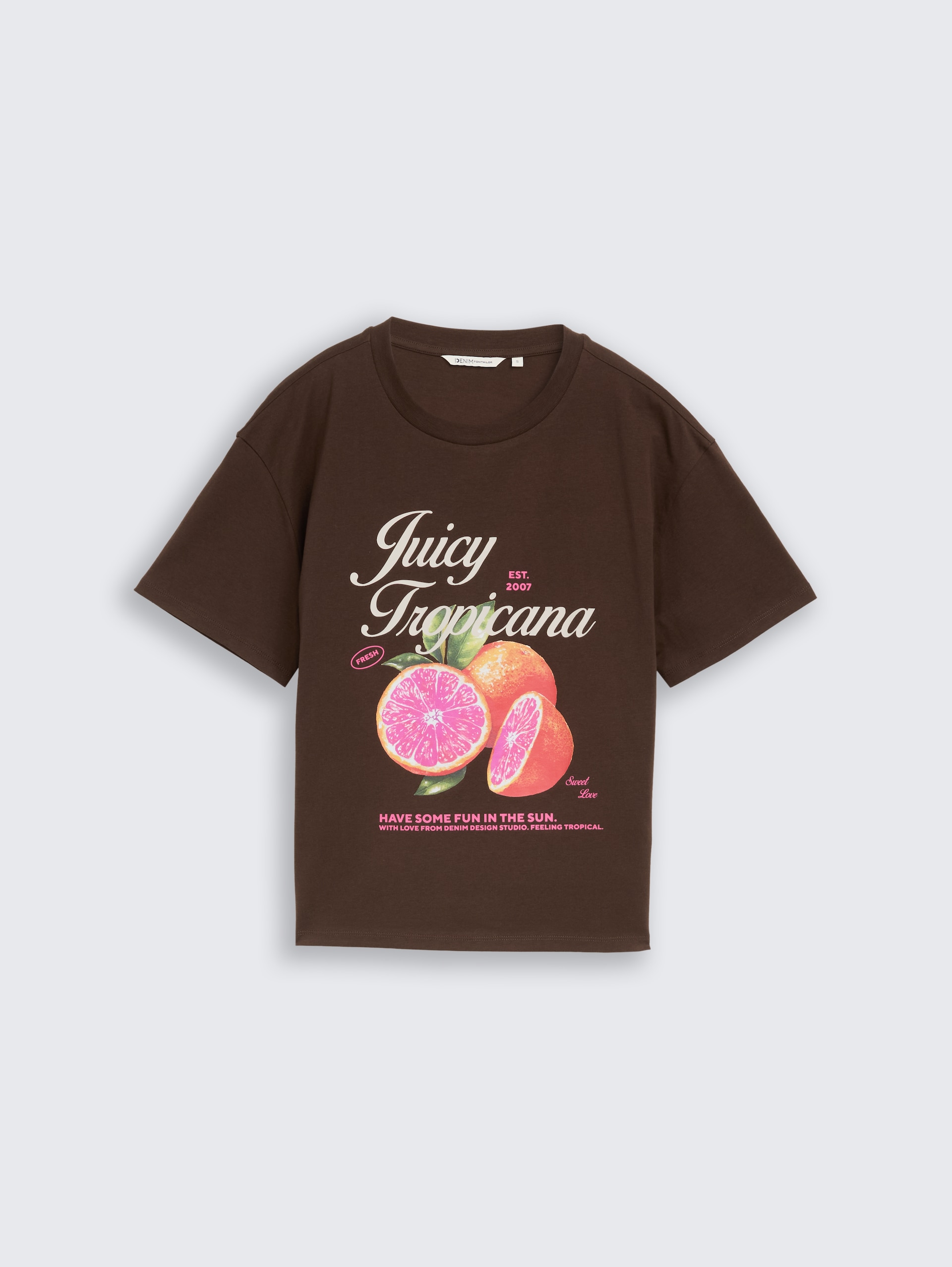 T-shirt met boxy fit en print - cool dark brown - Product vooraanzicht