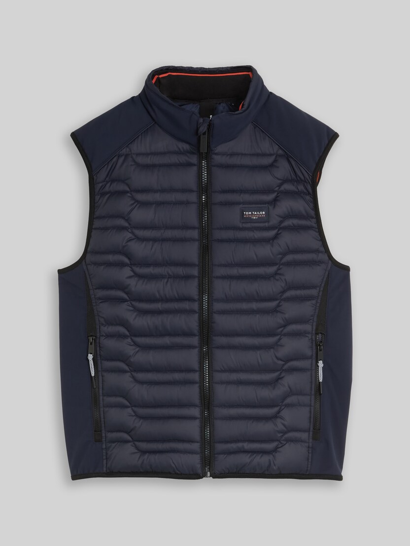 Hybrid quilted waistcoat with stand-up collar by Men, sky captain blue