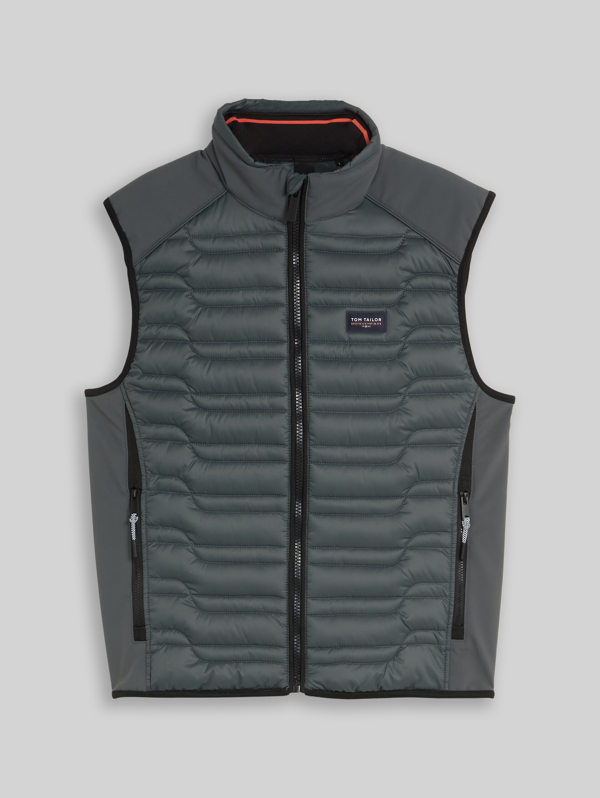 Hybrid Steppweste mit Stehkragen - Darkest Olive - Vorder-Produkt-Ansicht